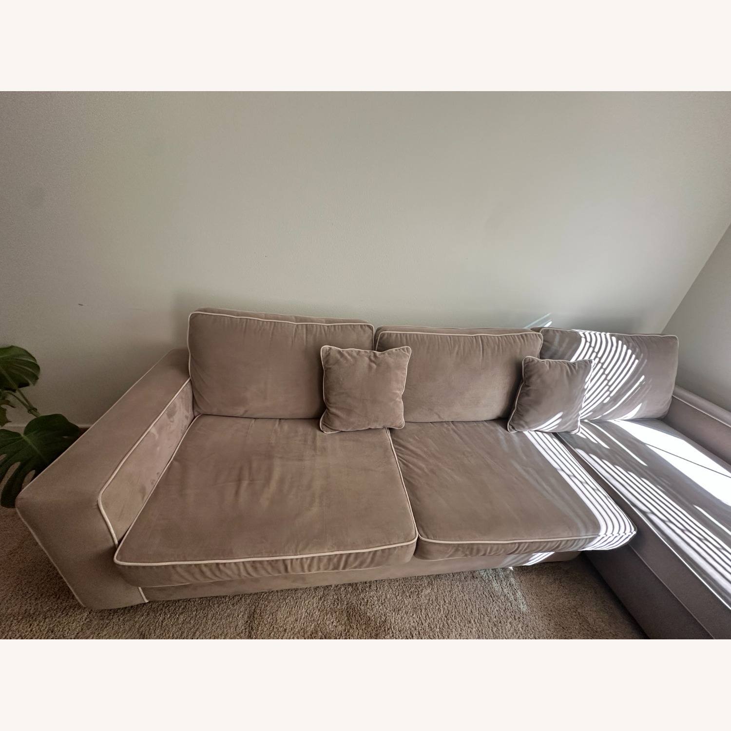 Light Brown/ Tan Velvet Chaise Lounge - image-2