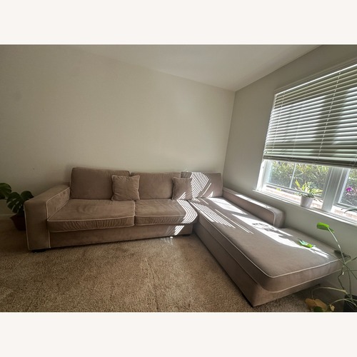 Used Light Brown/ Tan Velvet Chaise Lounge for sale on AptDeco