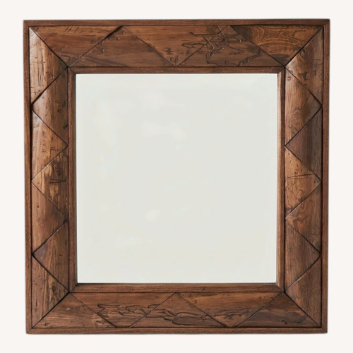 Used Rustic Teak Wood Wall Mirror for sale on AptDeco