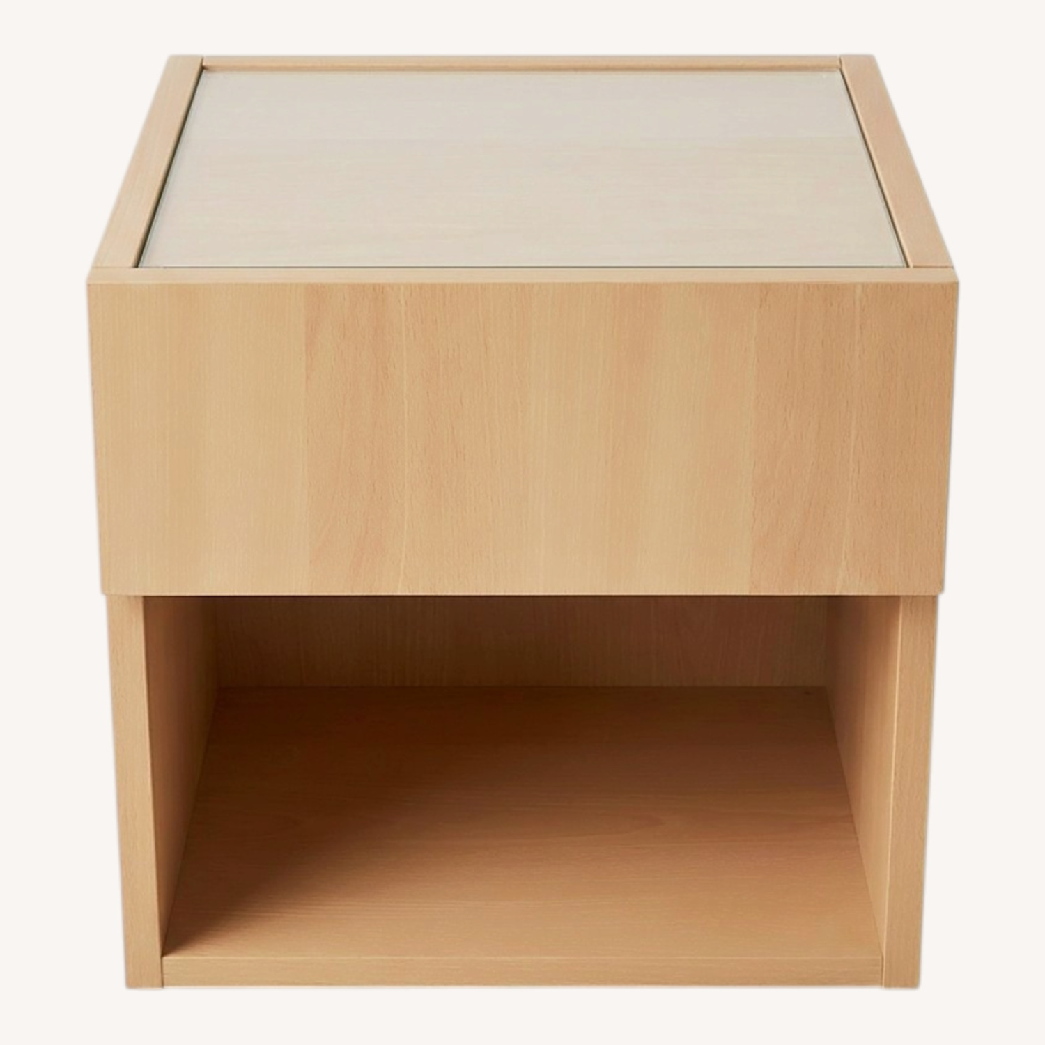 Wood Nightstand With Glass Top - image-0