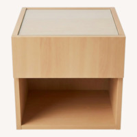 Wood Nightstand With Glass Top