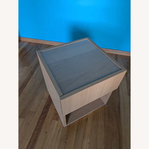 Used Wood Nightstand With Glass Top for sale on AptDeco