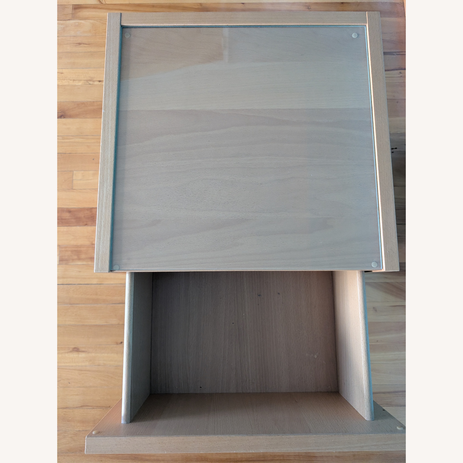 Wood Nightstand With Glass Top - image-5