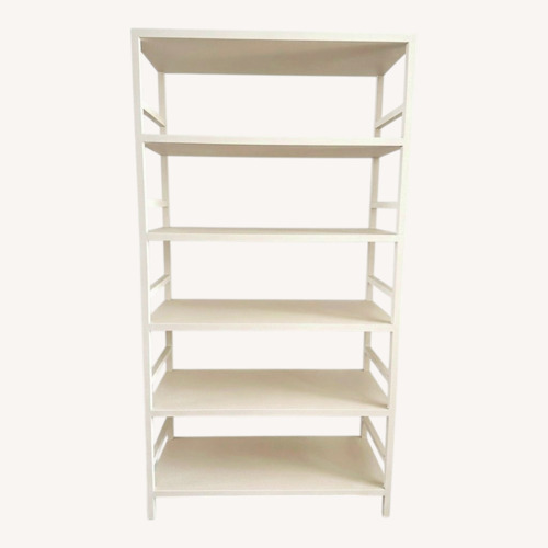 Used Made Goods Cream Faux Raffia Bookcase for sale on AptDeco