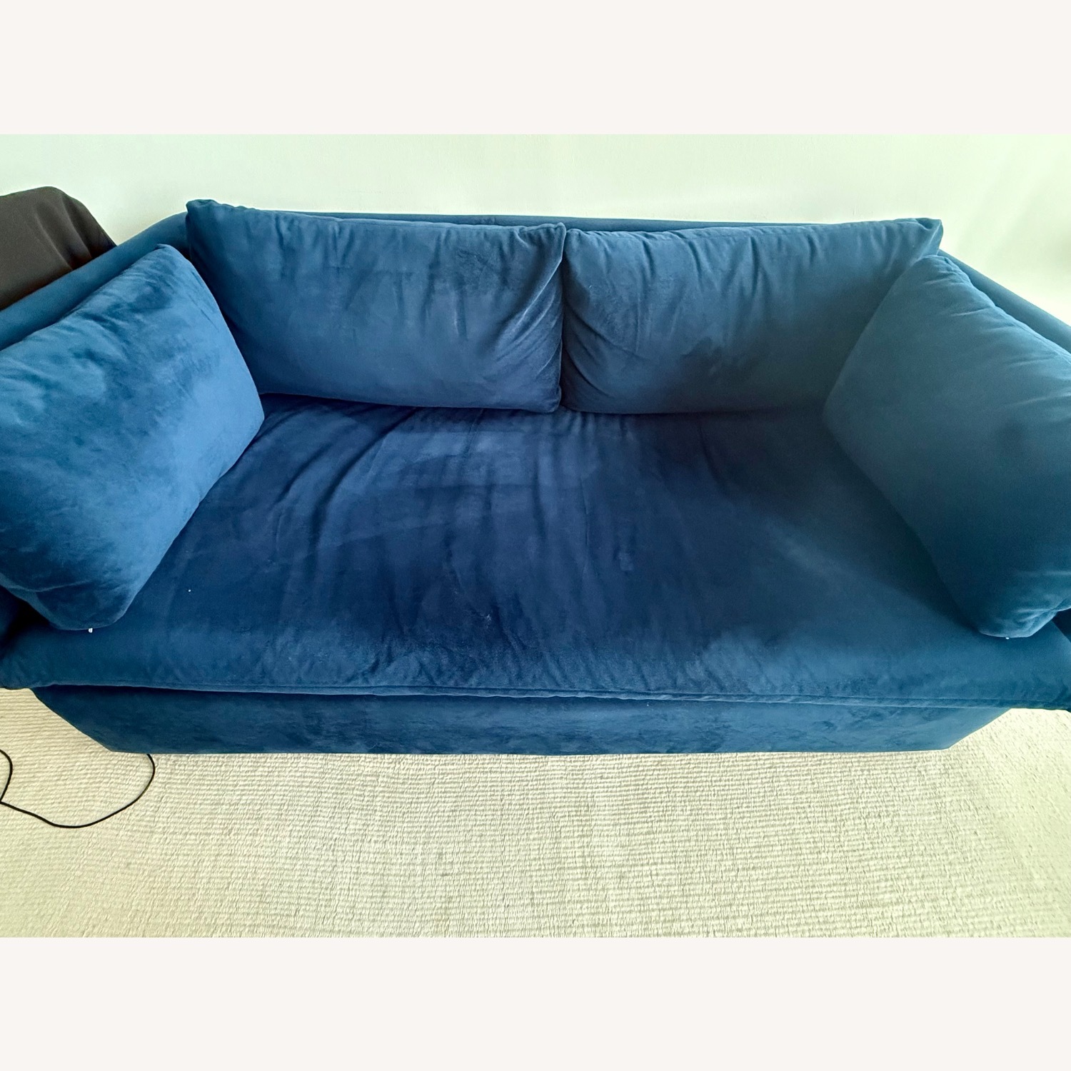 West Elm Shelter Ink Blue Performance Velvet Sofa - image-4