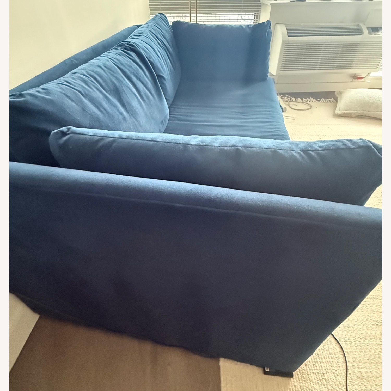 West Elm Shelter Ink Blue Performance Velvet Sofa - image-3