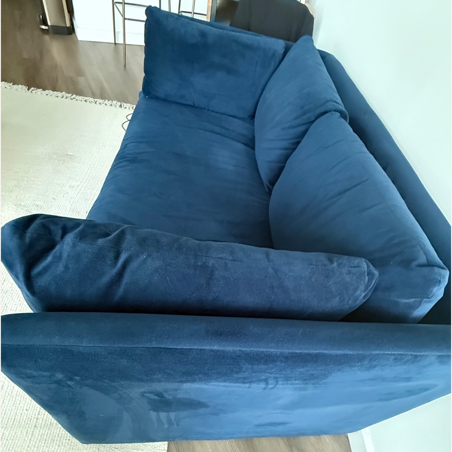 West Elm Shelter Ink Blue Performance Velvet Sofa - image-2