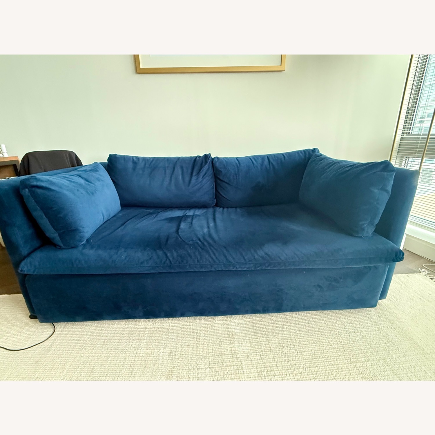West Elm Shelter Ink Blue Performance Velvet Sofa - image-1