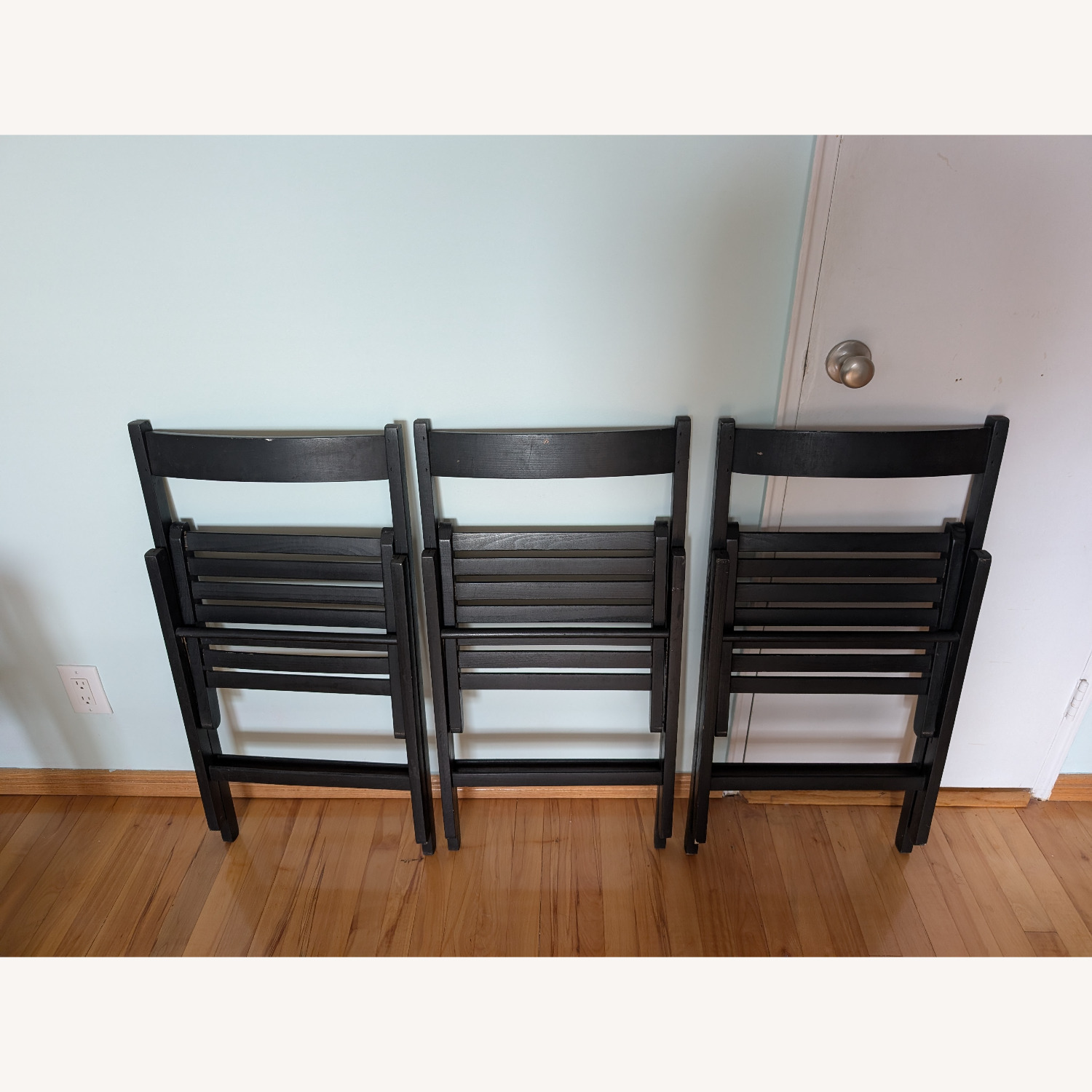 IKEA Frösvi Black Wood Folding Chair Set of 3 - image-2