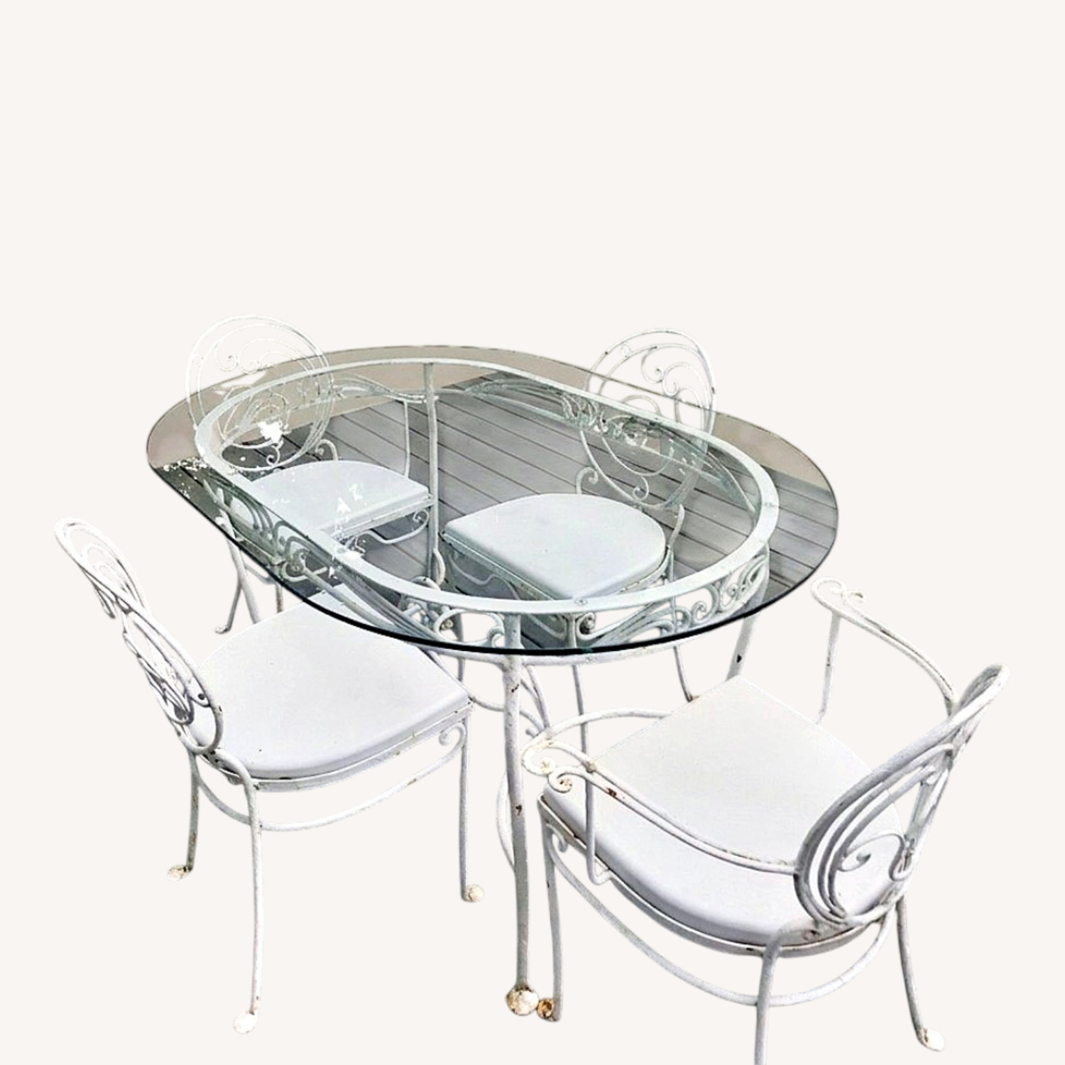 Wrought Iron Patio Set with Glass Top - image-0