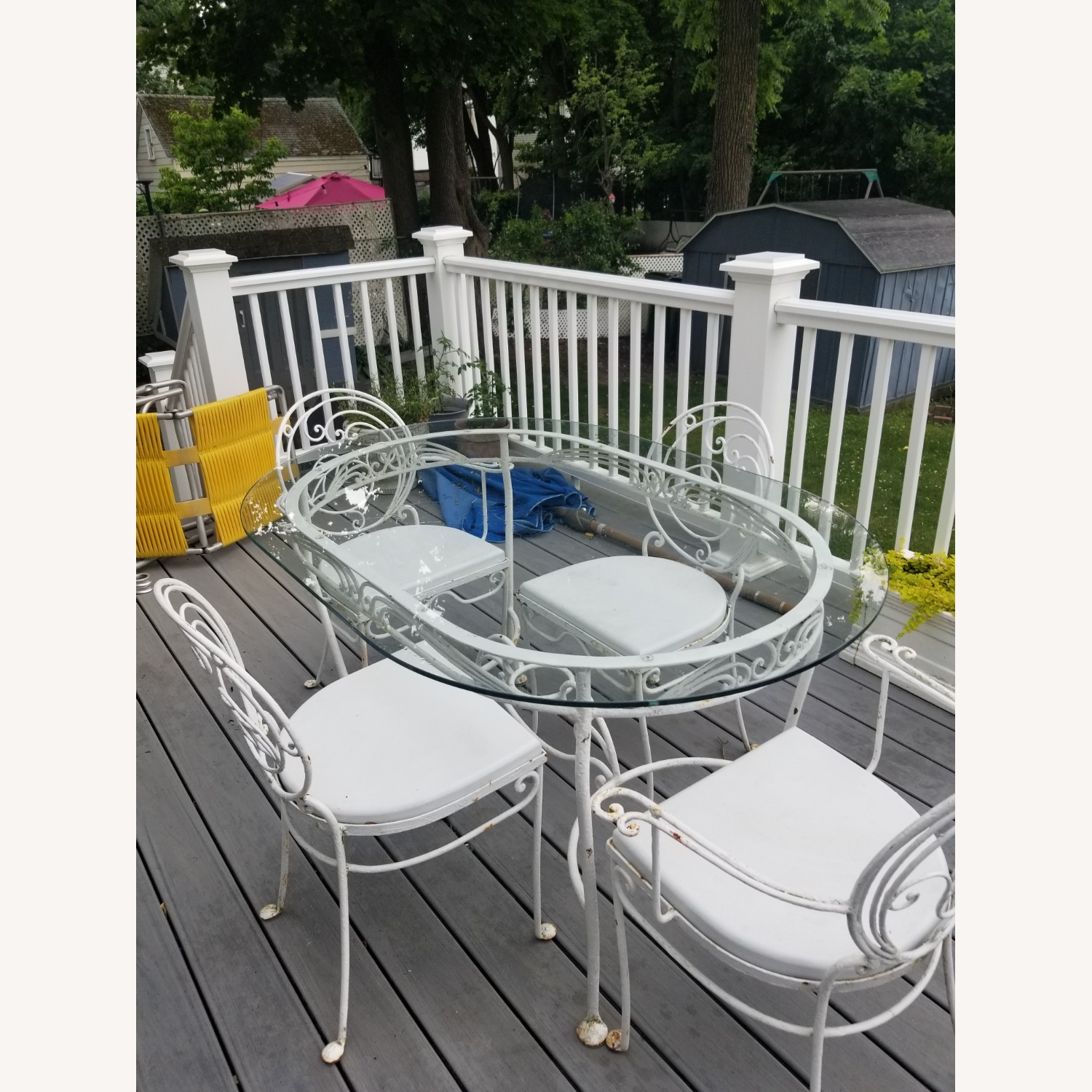 Wrought Iron Patio Set with Glass Top - image-2
