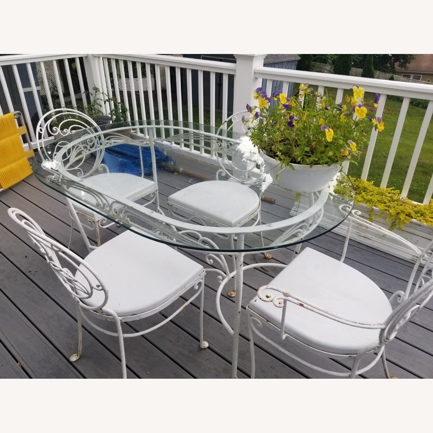 Wrought Iron Patio Set with Glass Top - image-3