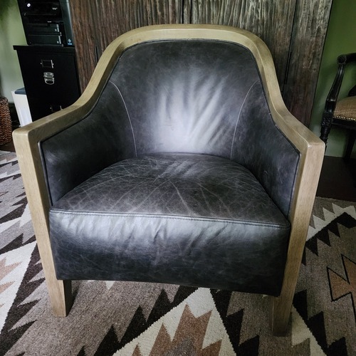 Used Arhaus Dark Gray Leather Accent Chair for sale on AptDeco