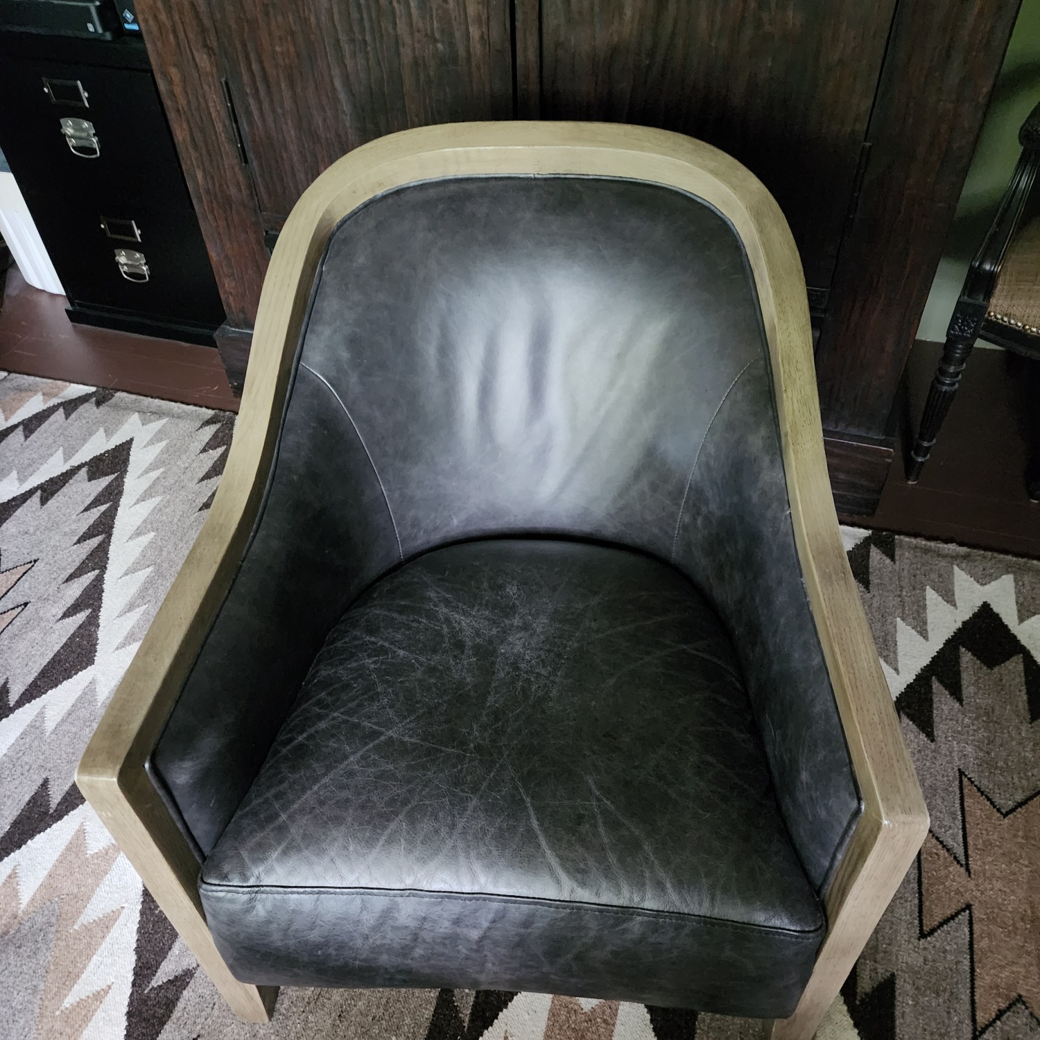 Arhaus Dark Gray Leather Accent Chair - image-2
