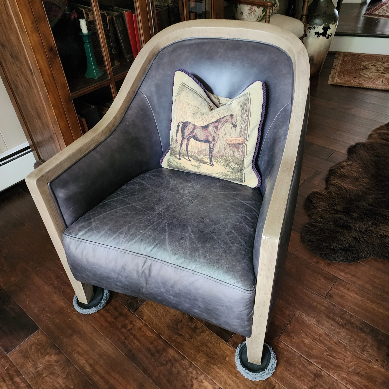 Arhaus Dark Gray Leather Accent Chair - image-5