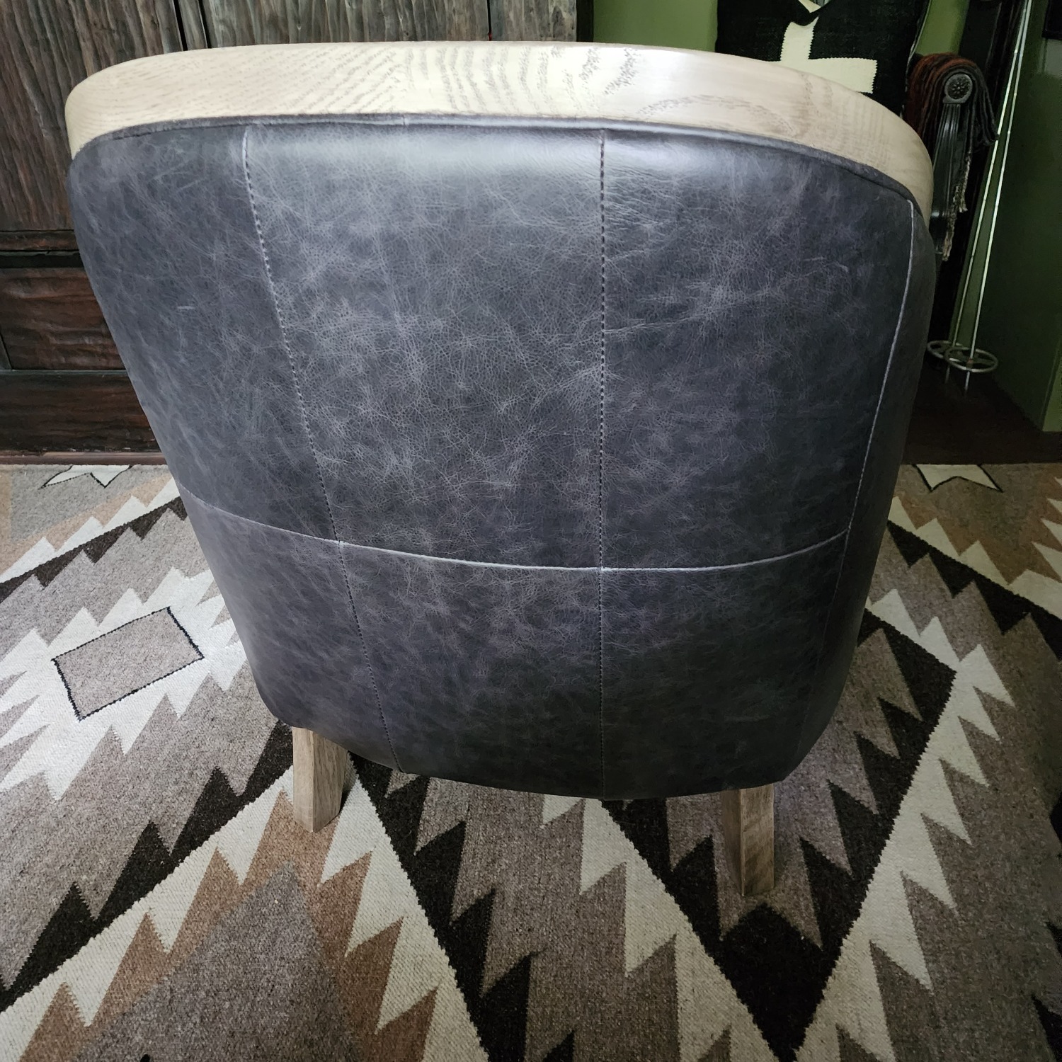 Arhaus Dark Gray Leather Accent Chair - image-3