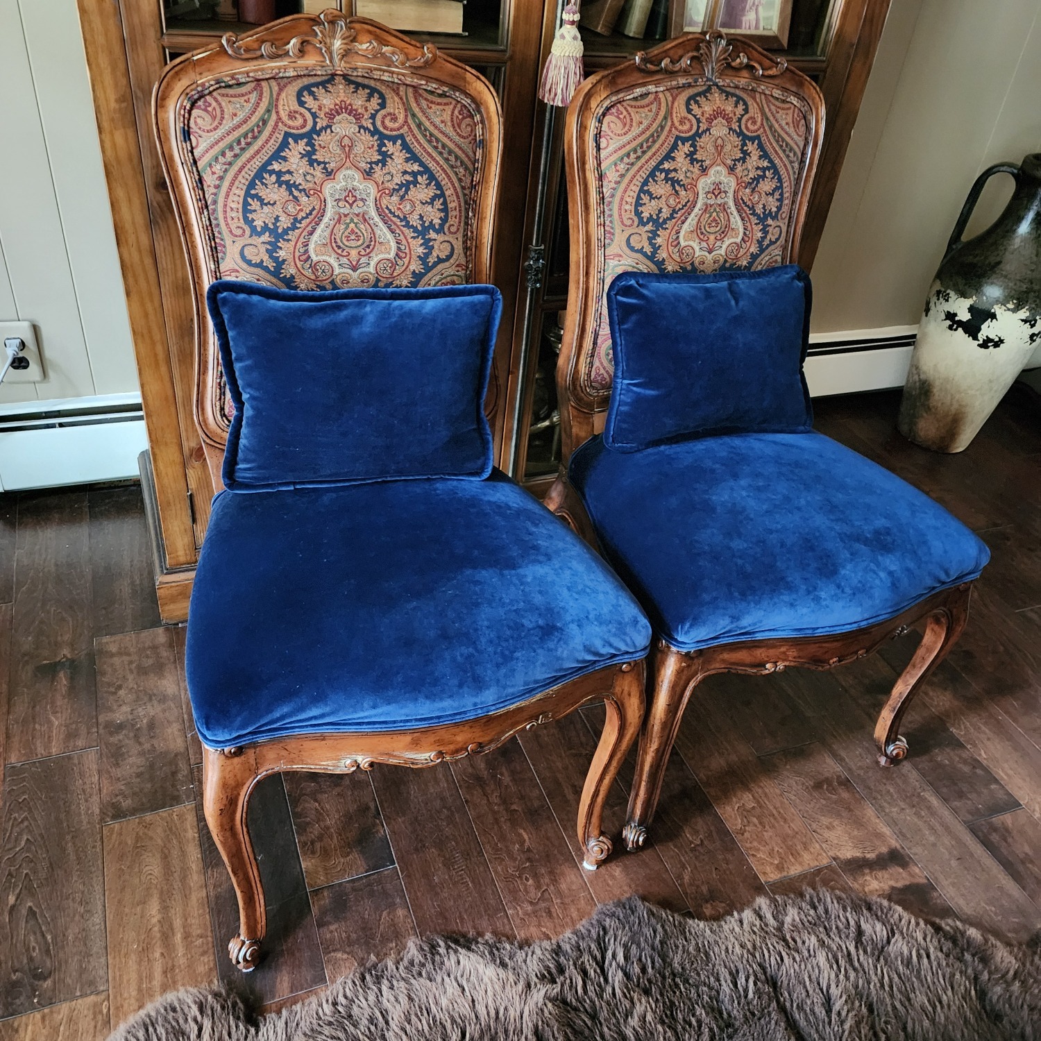 Ralph Lauren Blue Velvet Dining Chairs - image-1