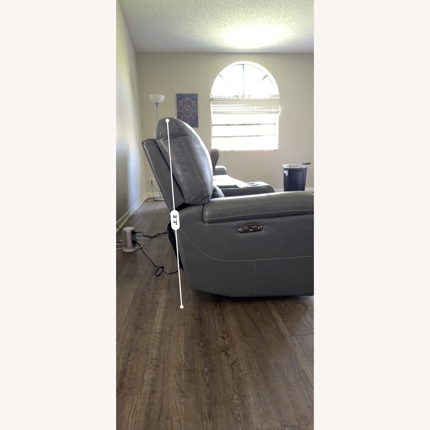 Large Gray Leather Power Reclining Sofa 4 Seats - image-10