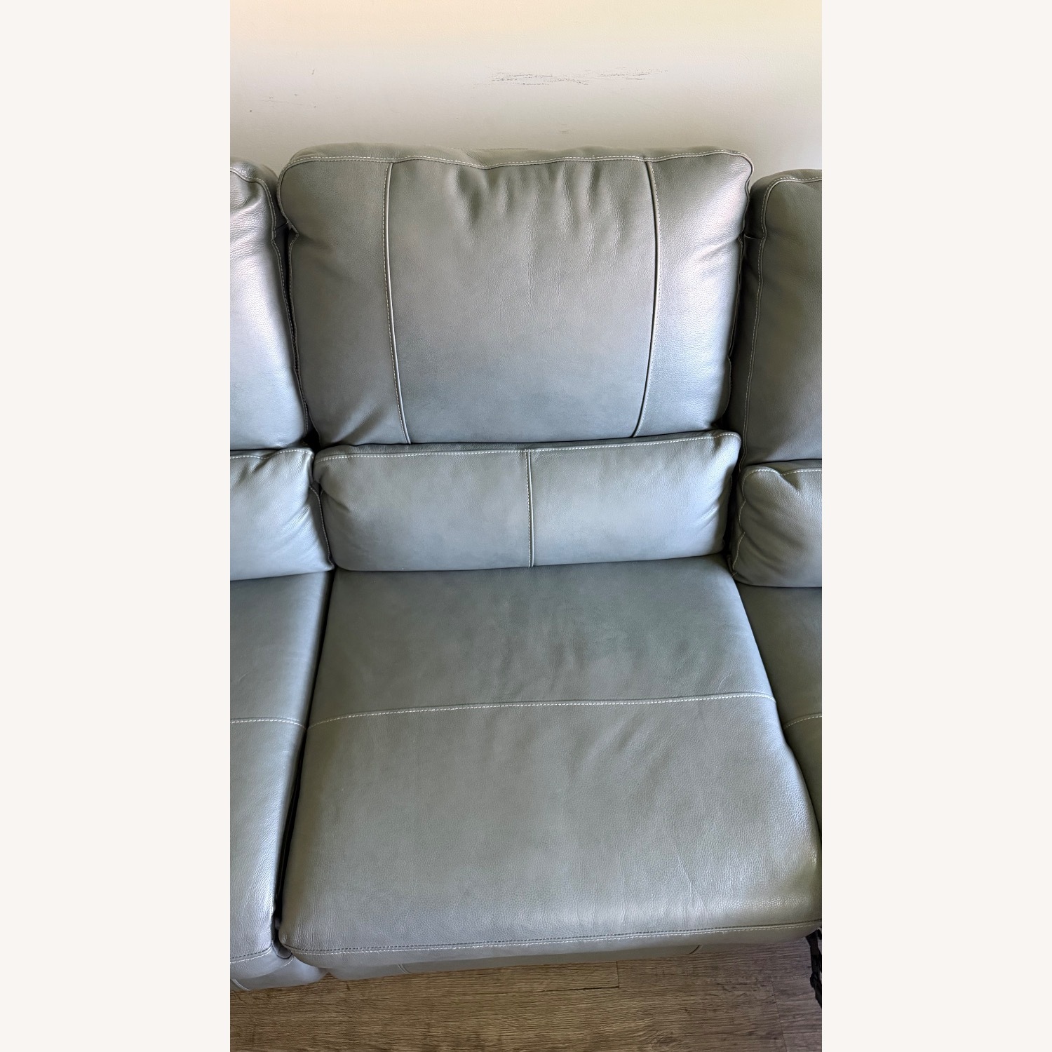 Large Gray Leather Power Reclining Sofa 4 Seats - image-5