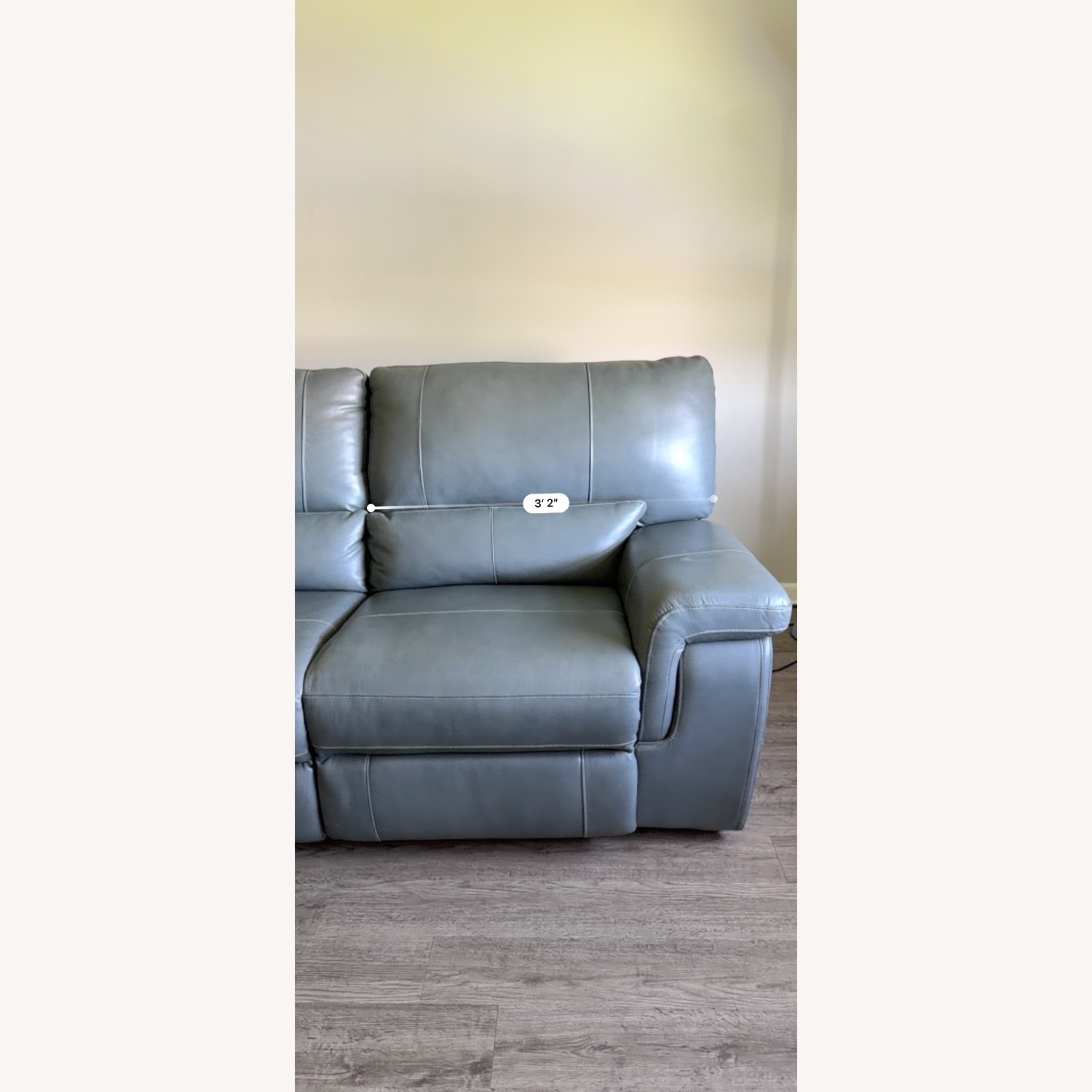 Large Gray Leather Power Reclining Sofa 4 Seats - image-7