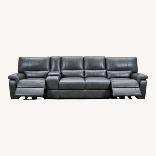 Used Large Gray Leather Power Reclining Sofa 4 Seats for sale on AptDeco
