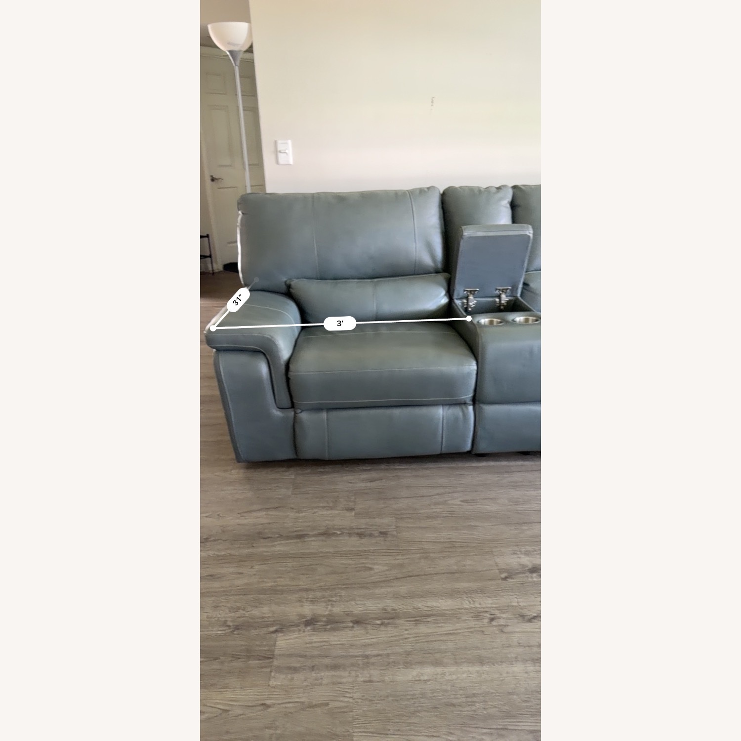 Large Gray Leather Power Reclining Sofa 4 Seats - image-8
