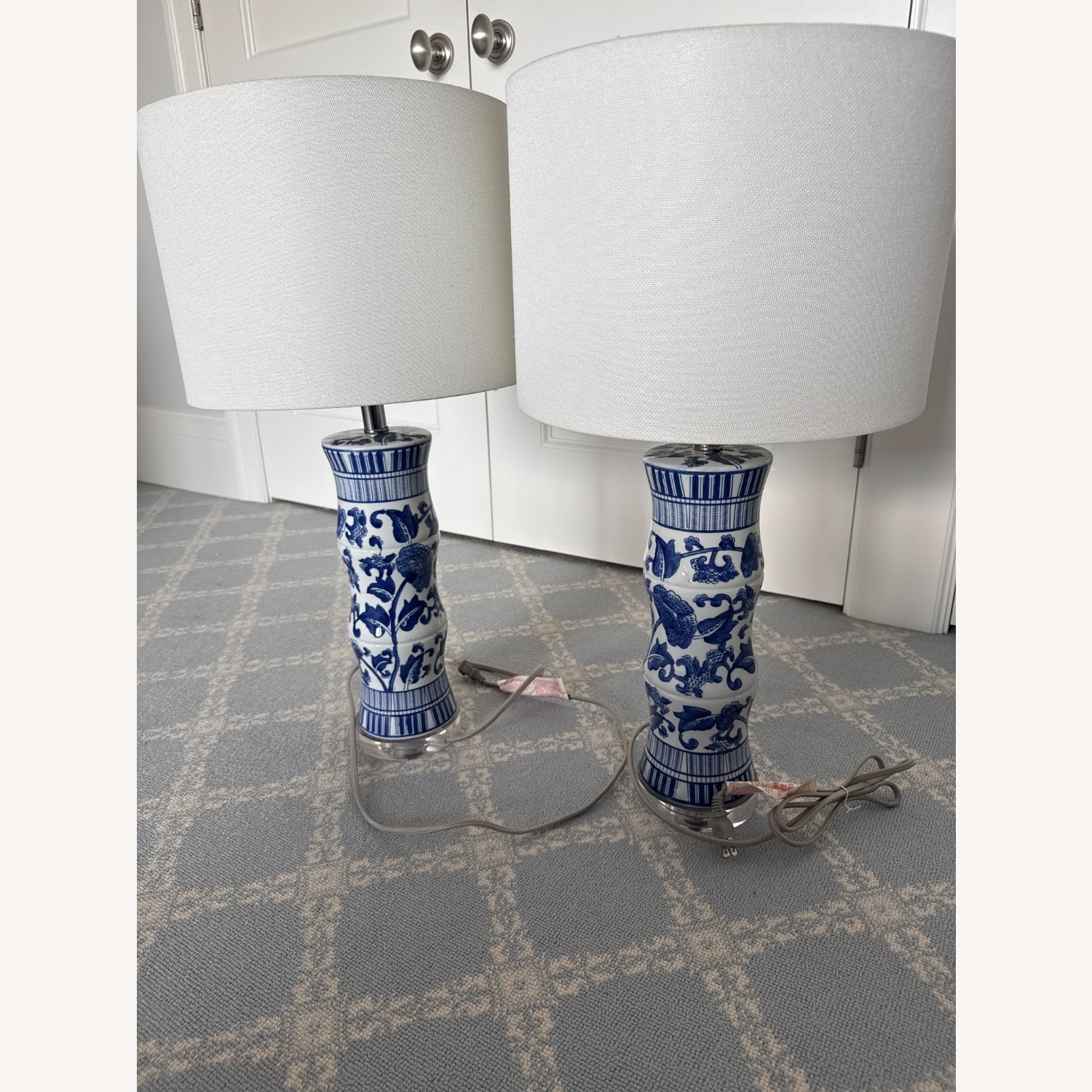 Blue and White Ceramic Table Lamps - image-2