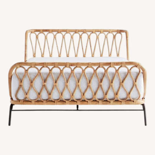 Used Crate & Barrel Natural Rattan Queen Bed for sale on AptDeco