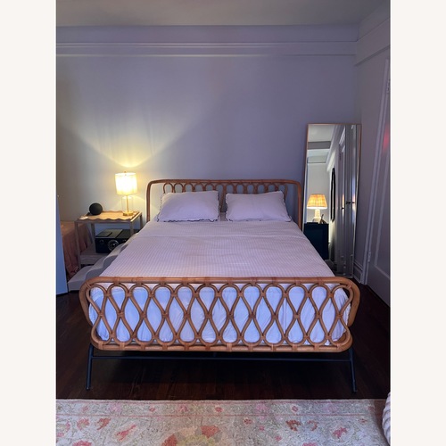 Used Crate & Barrel Natural Rattan Queen Bed for sale on AptDeco