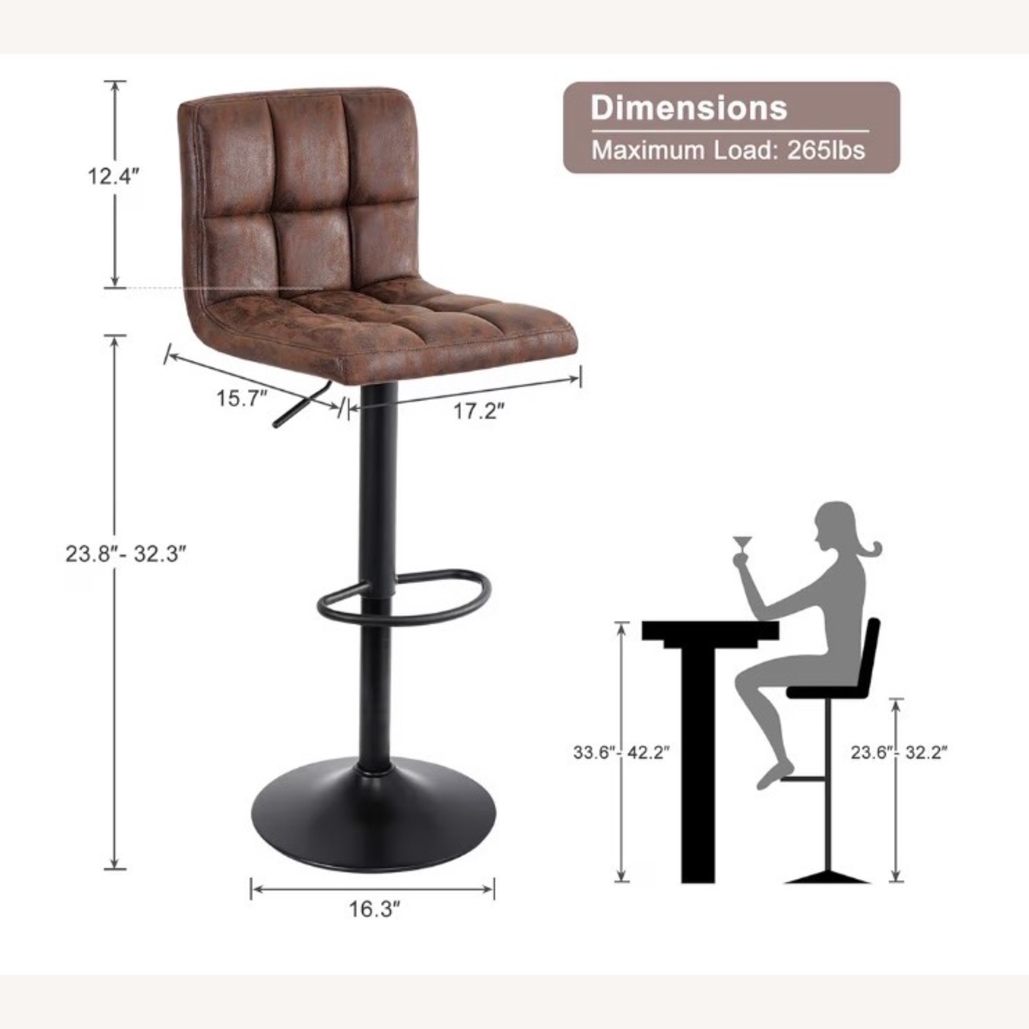 Amazon Dark Brown Fabric Stools - image-3