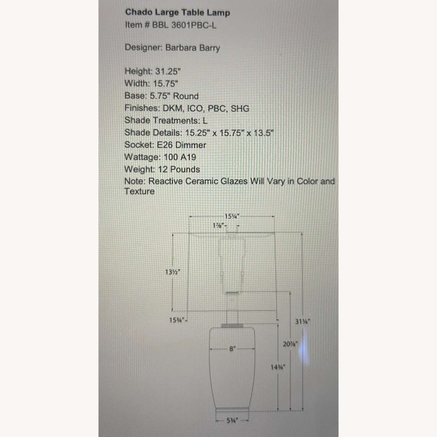 Visual Comfort Large Table Lamp by Barbara Barry - image-6
