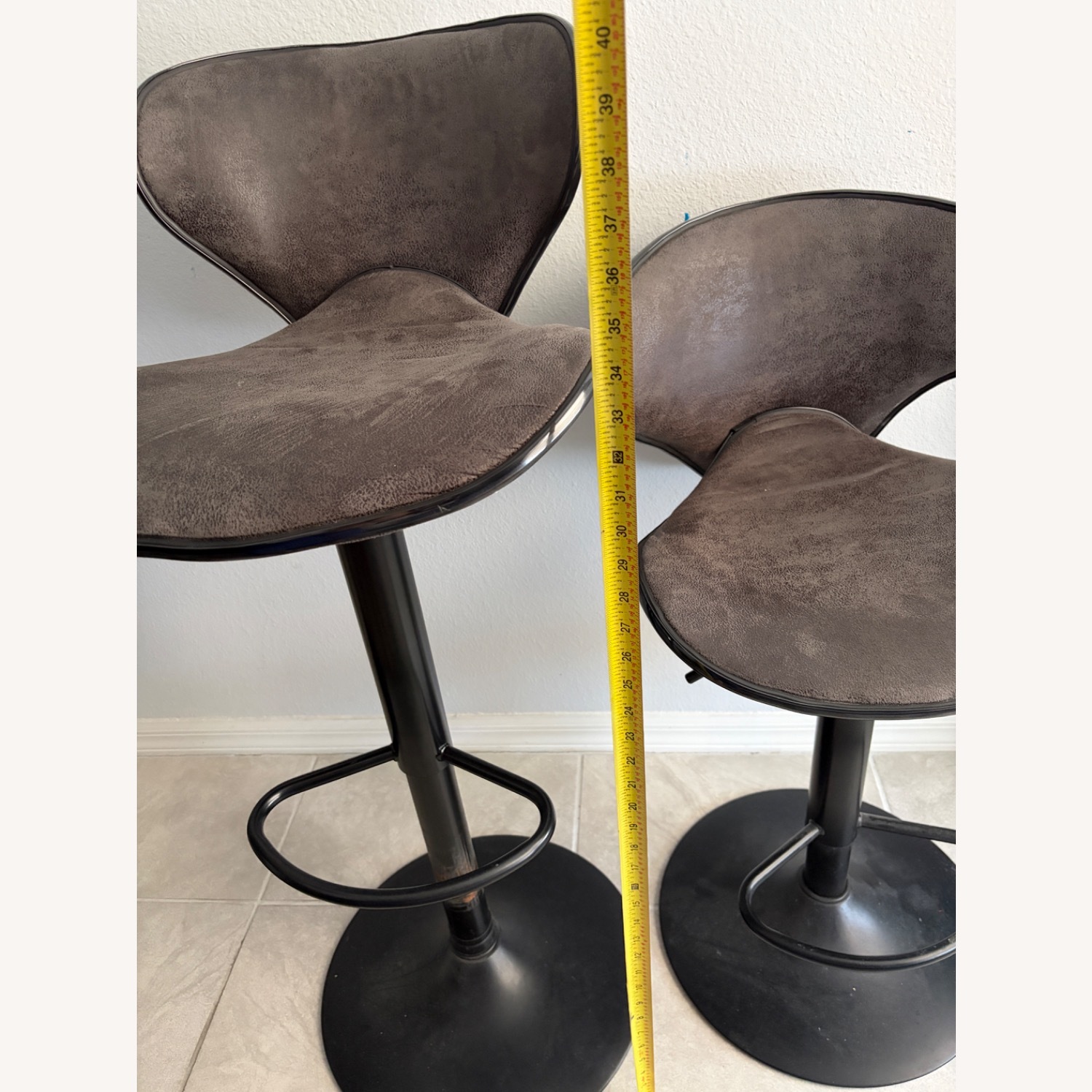 Dark Brown Fabric Stools - image-1