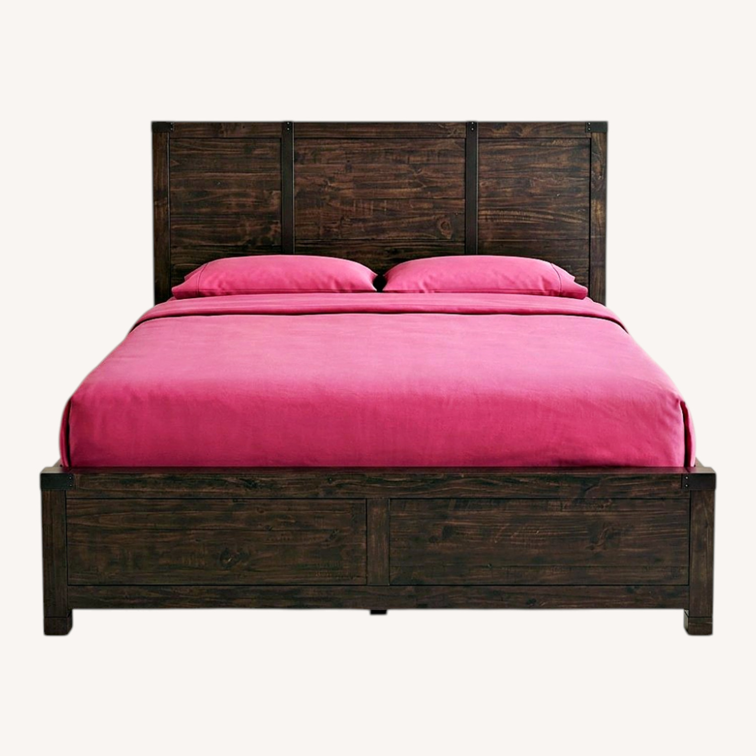 Dark Brown Rustic Farmhouse King Bed - image-0
