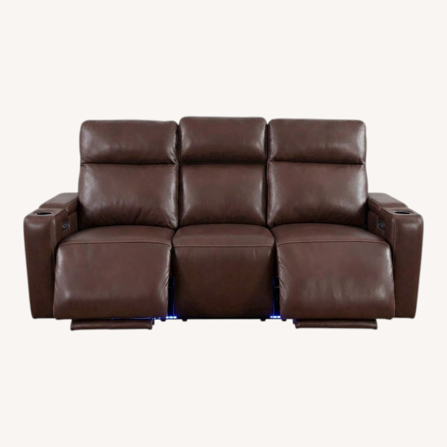 Macy's Dark Brown Leather power reclining Sofa - image-0