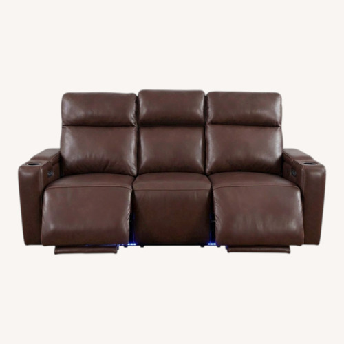 Used Macy's Dark Brown Leather power reclining Sofa for sale on AptDeco
