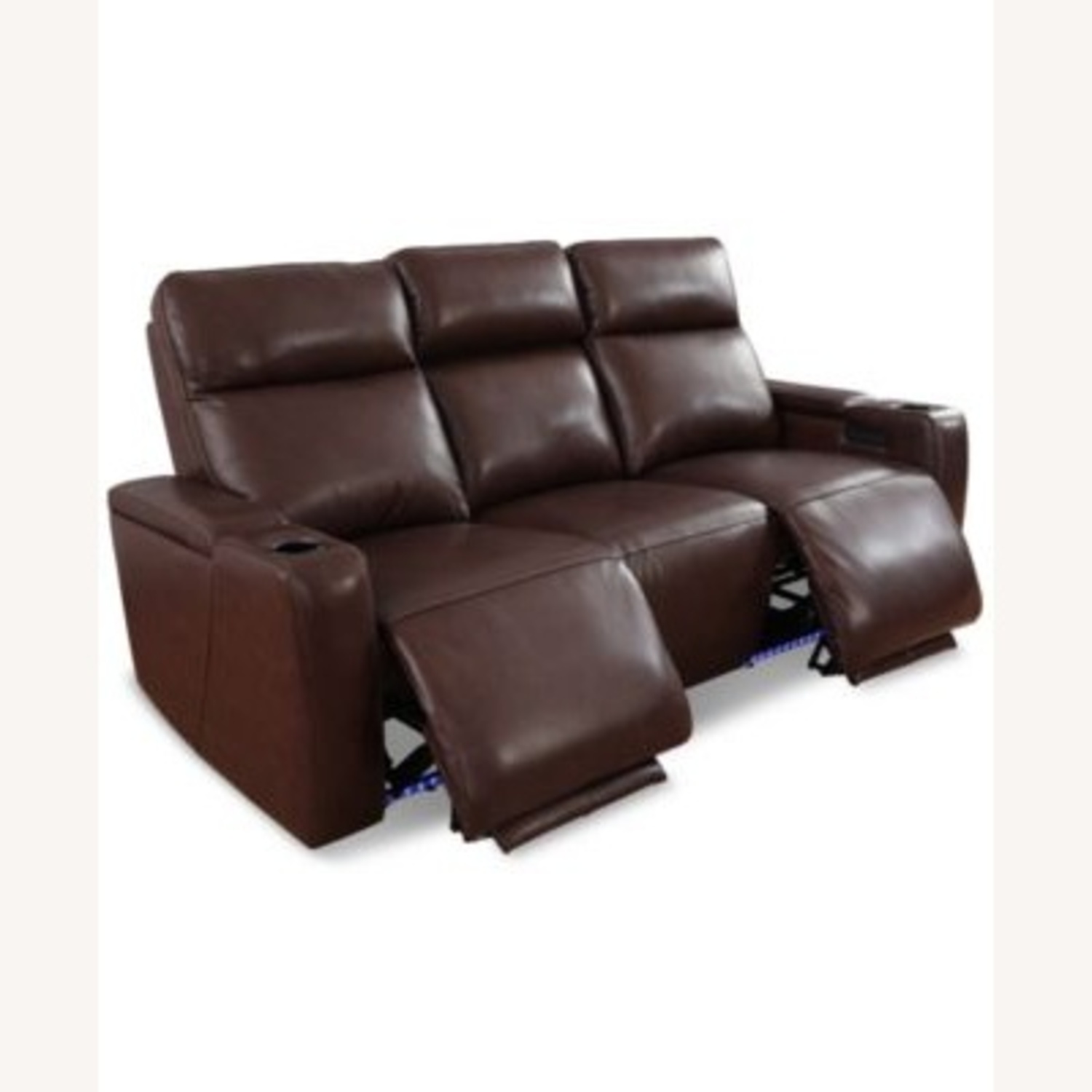 Macy's Dark Brown Leather power reclining Sofa - image-4