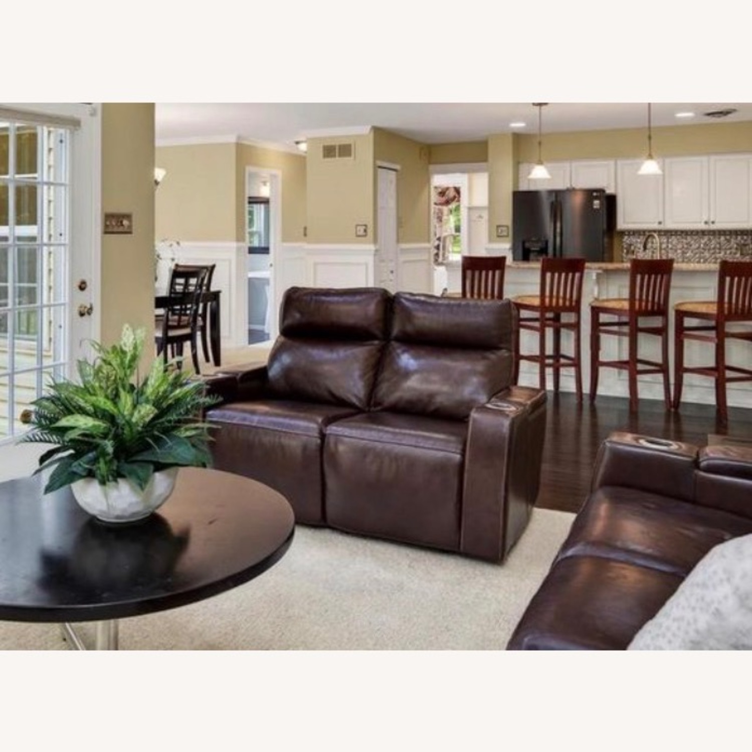 Macy’s Dark Brown Leather Power Reclining Sofa  - image-3