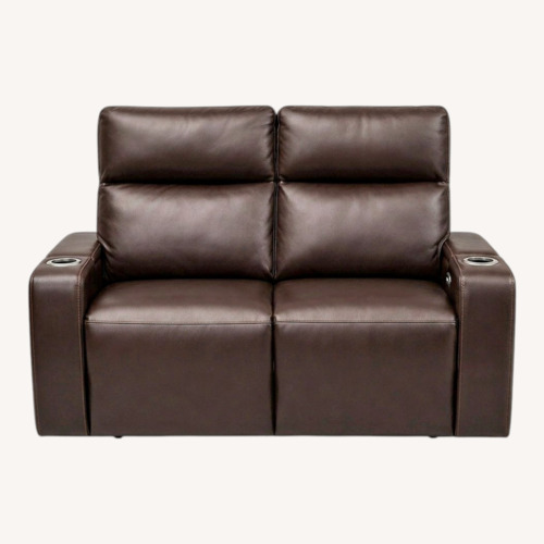 Used Macy’s Dark Brown Leather Power Reclining Sofa for sale on AptDeco