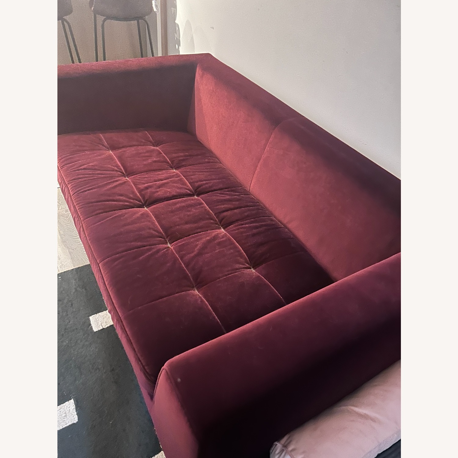 Macy's Deep Seat Tufted Loveseat – Wine Red Velvet - image-3