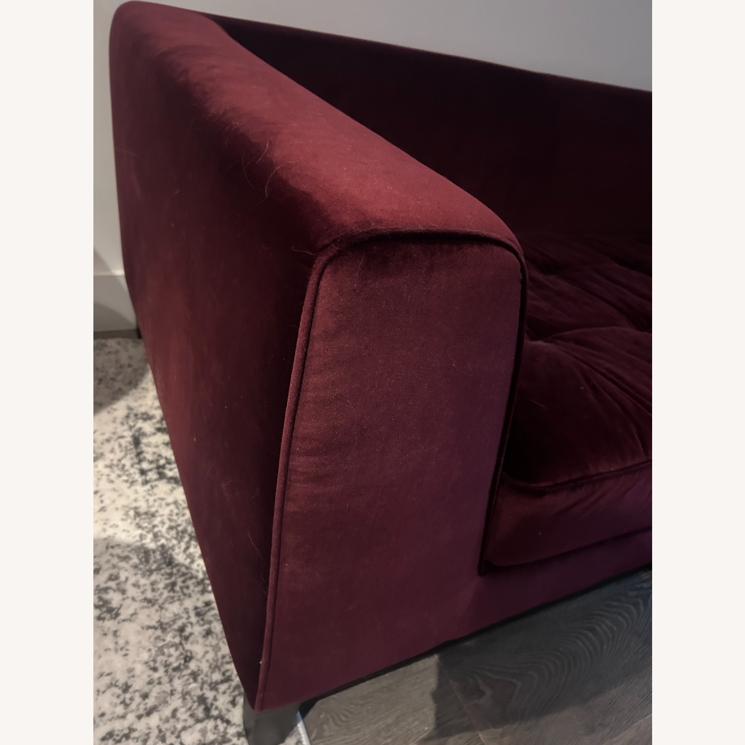 Macy's Deep Seat Tufted Loveseat – Wine Red Velvet - image-2