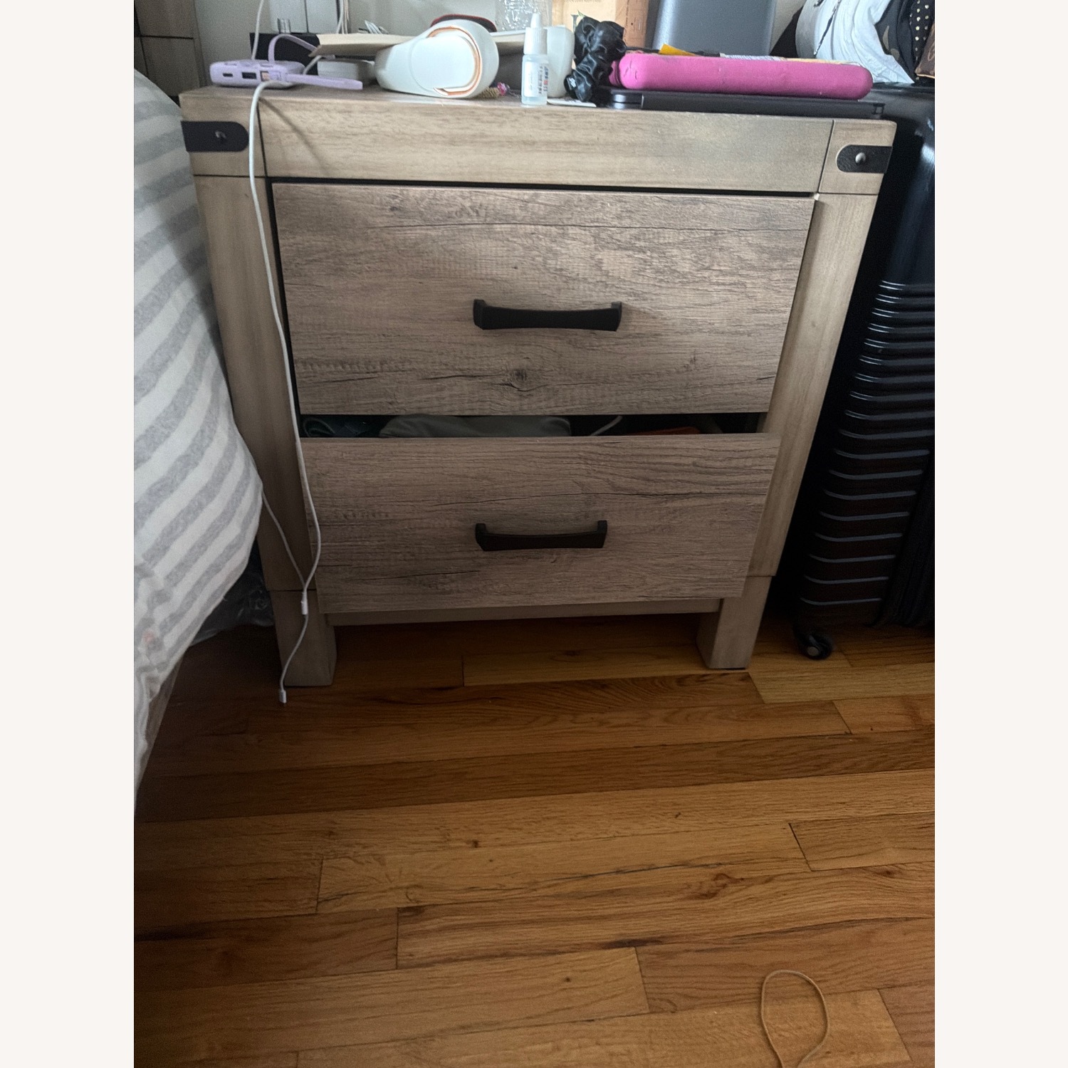 Raymour & Flanigan Light Gray Nightstand - image-2