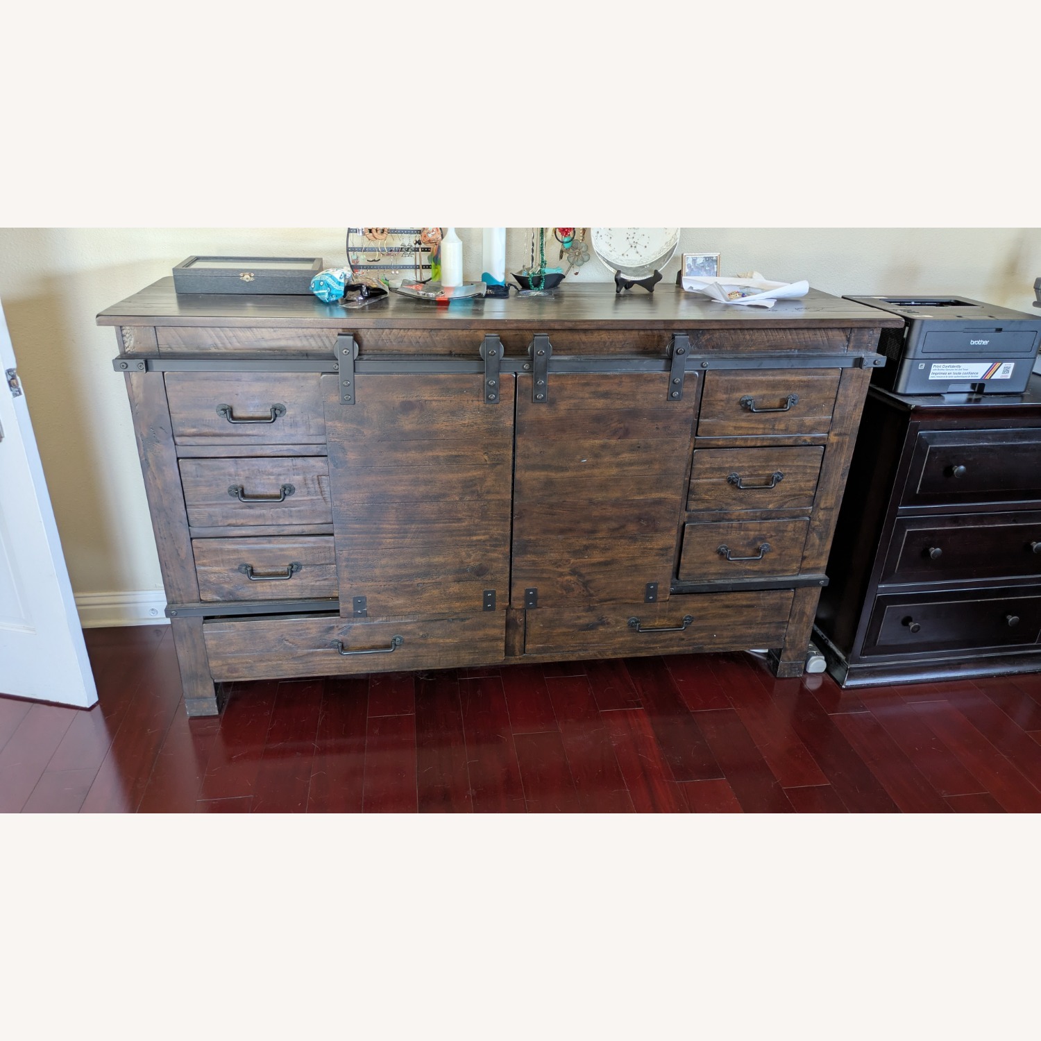 Sliding Door 8-Drawer Wood Dresser - image-1