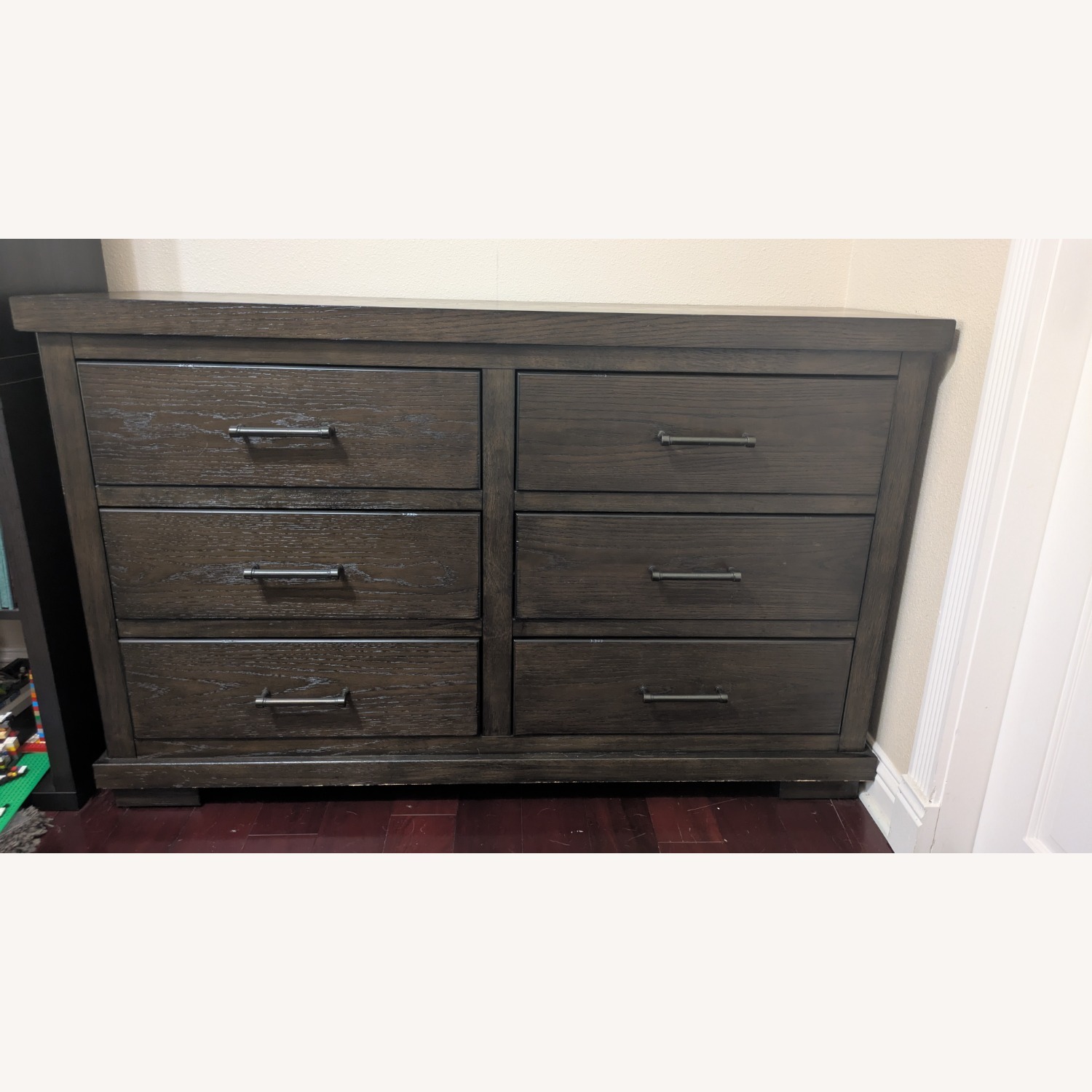Dark Brown Wood Dresser with 6 Drawers - image-1