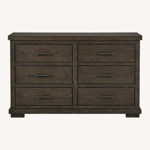 Used Dark Brown Wood Dresser with 6 Drawers for sale on AptDeco
