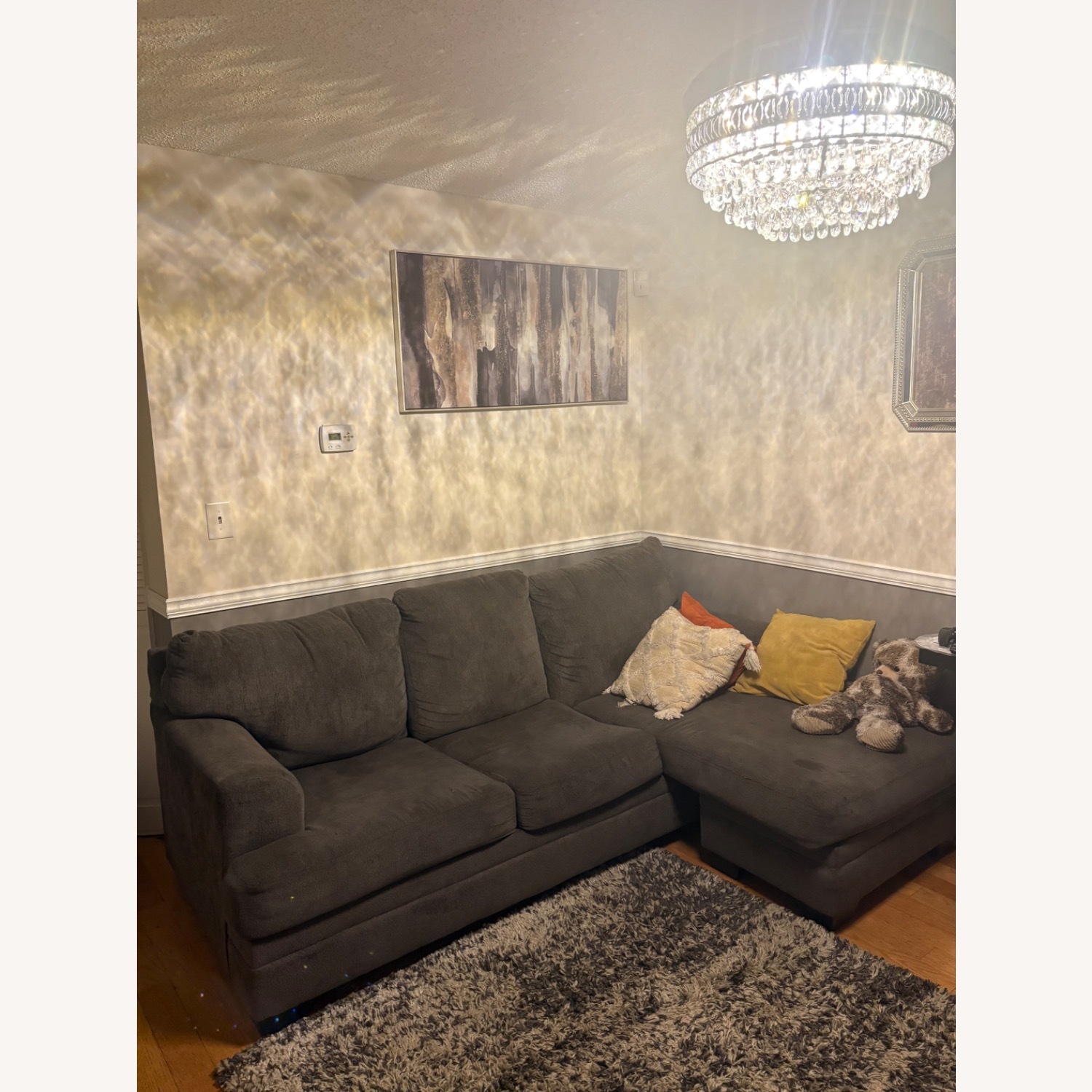 Dark Gray Fabric 2 Piece Sectional - image-1