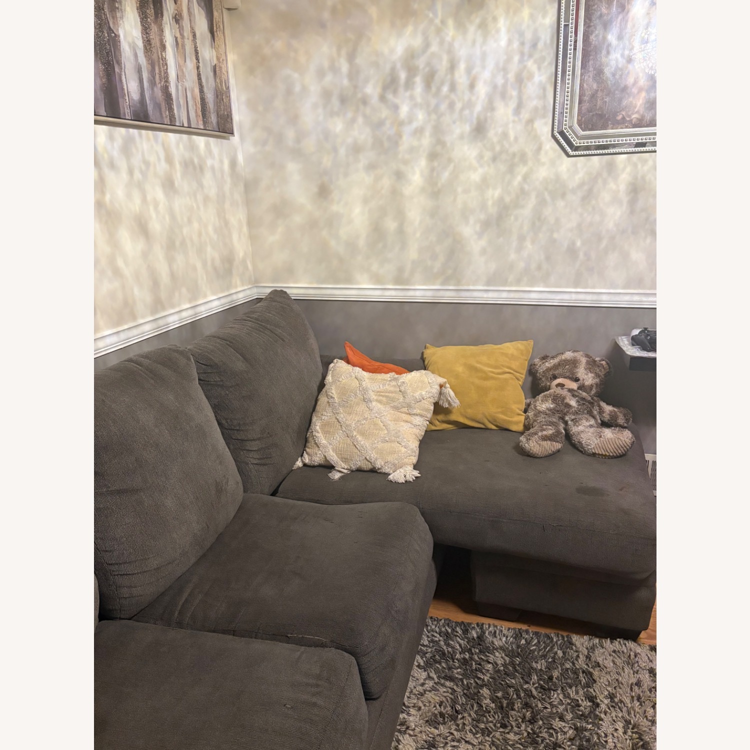 Dark Gray Fabric 2 Piece Sectional - image-2