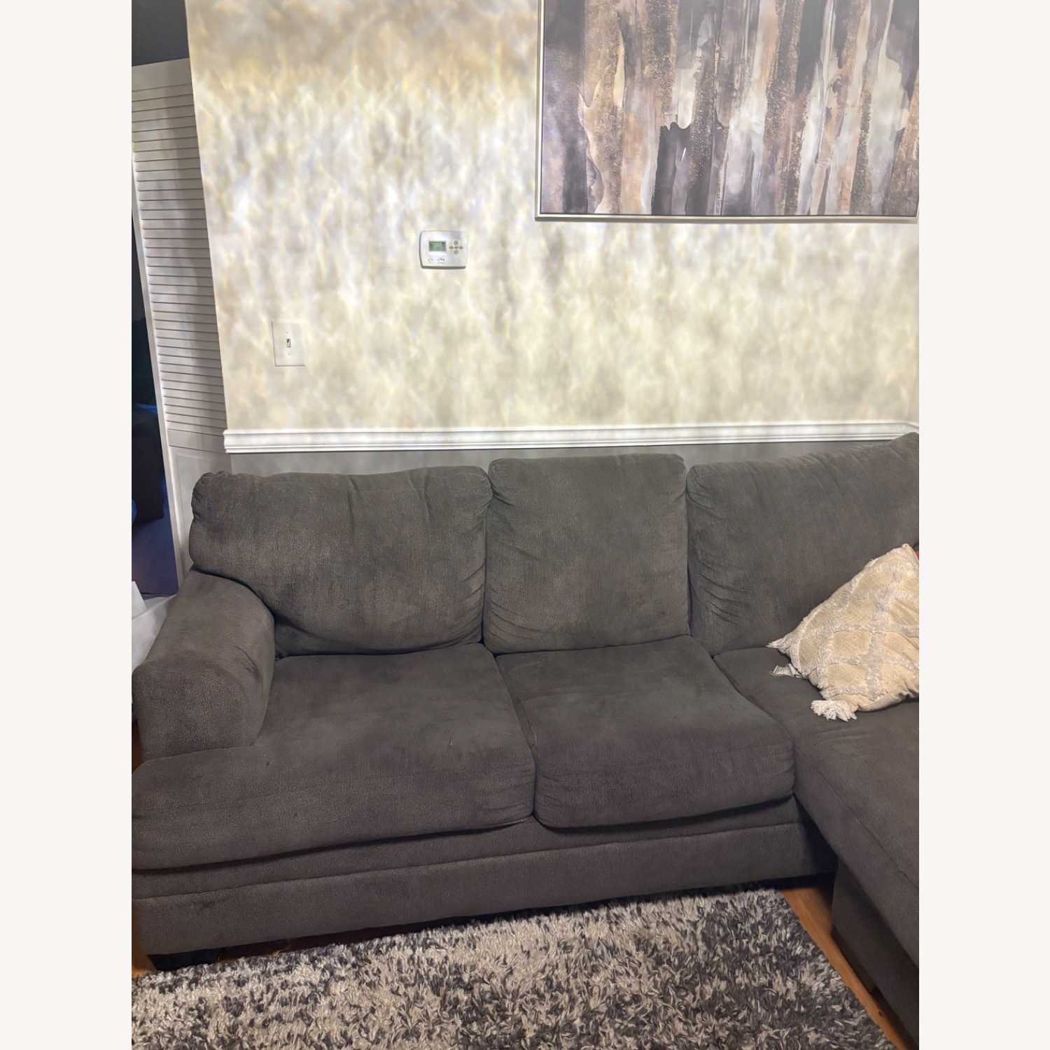 Dark Gray Fabric 2 Piece Sectional - image-3