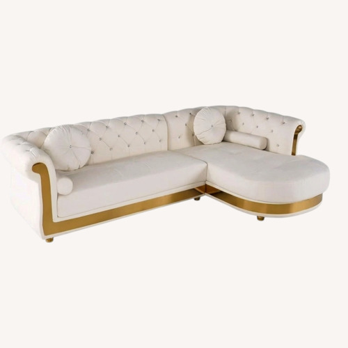 Used Amazon Modern L-Shaped White Sectional Sofa for sale on AptDeco