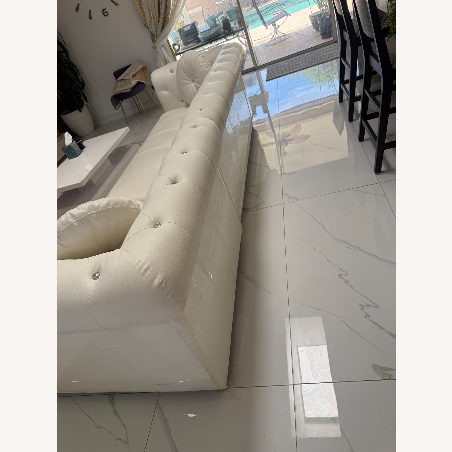 Amazon Modern L-Shaped White Sectional Sofa - image-5