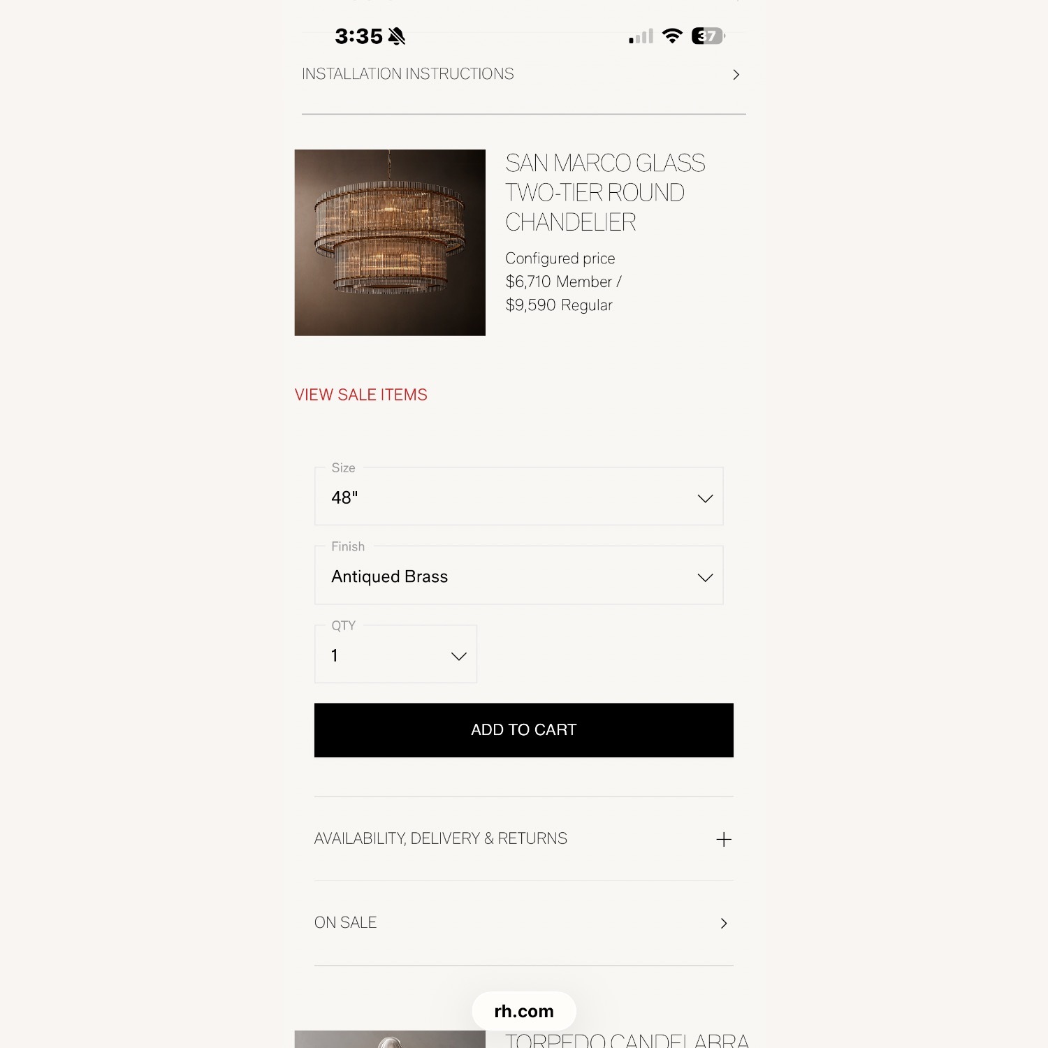Restoration Hardware Gold Brass Ceiling Lamp - image-3